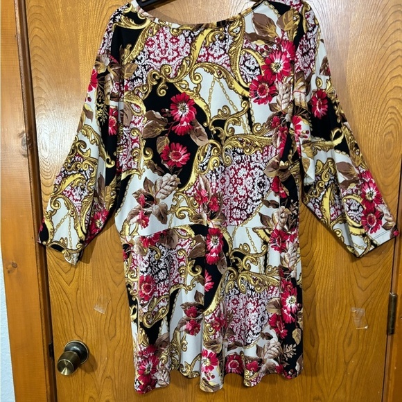 Susan Graver Floral Hi Low Tunic Blouse 2X EUC - Picture 2 of 3